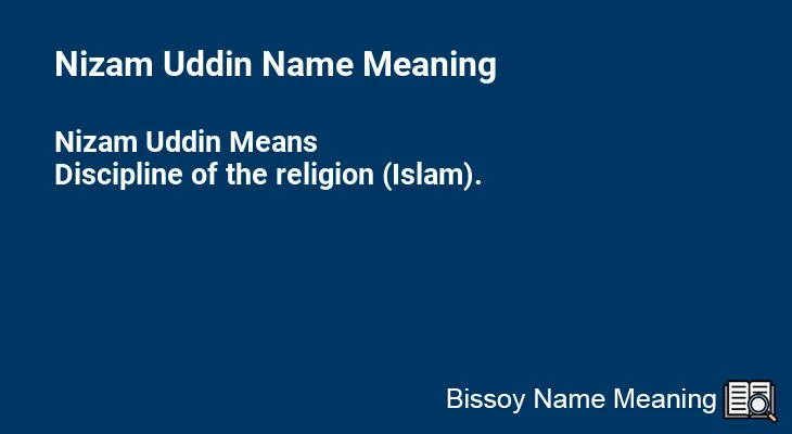 Nizam Uddin Name Meaning